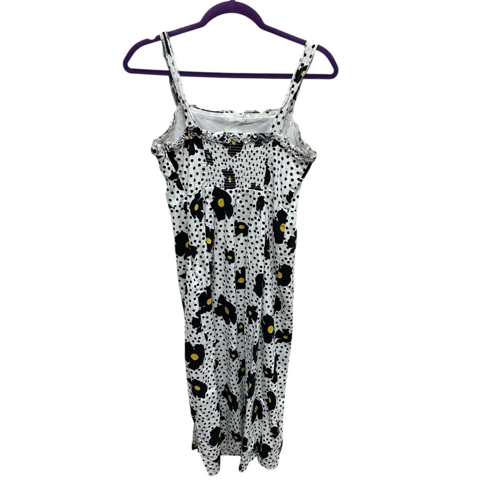UO urban outfitters Remy Linen Ruffle Square Neck Midi Dress Daisy print medium - Picture 4 of 12